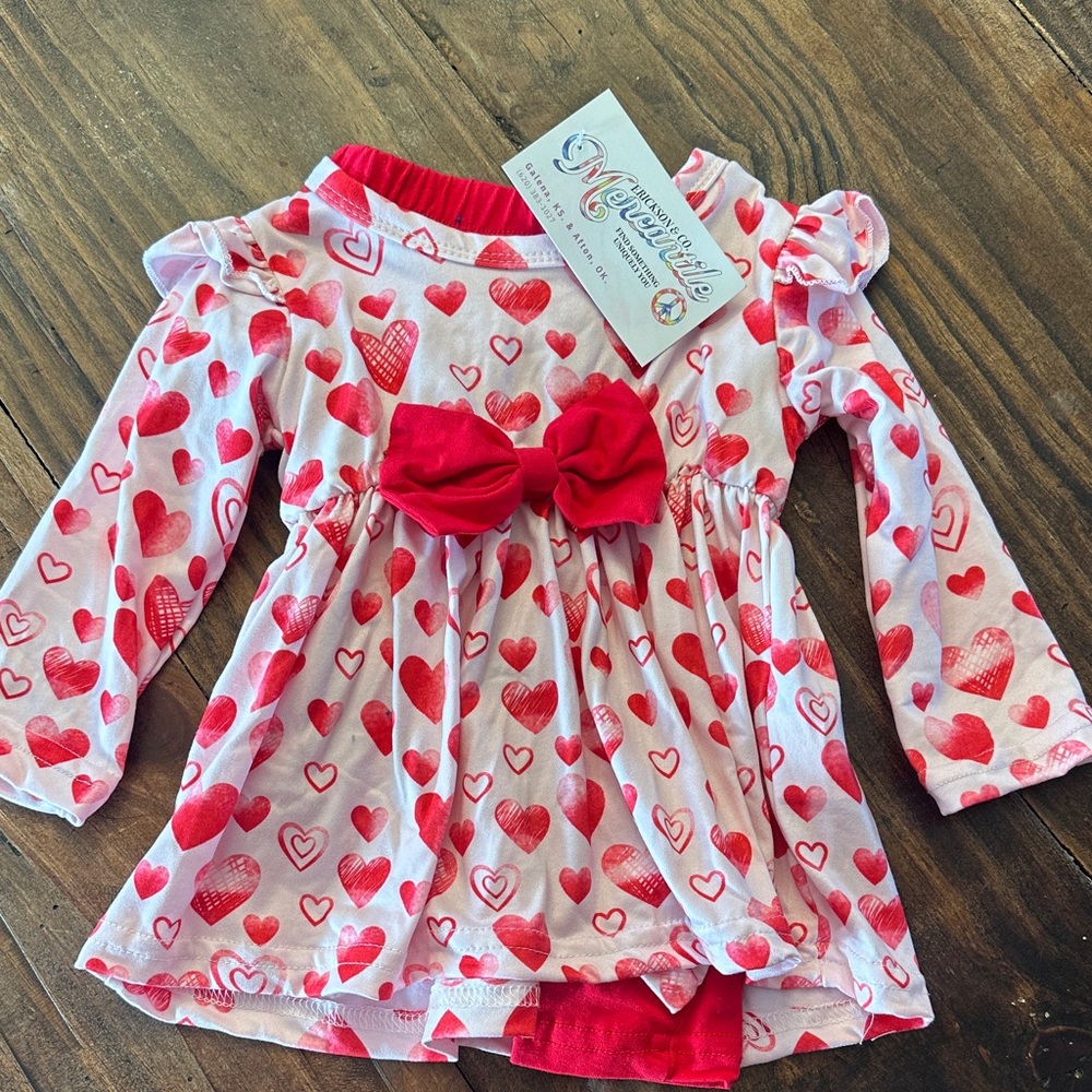 NWT Red Heart Patterned Baby Dress